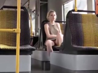 amateur babe Amazing Blonde in Bus (downblouse and upskirt no pantie) accidental nudity